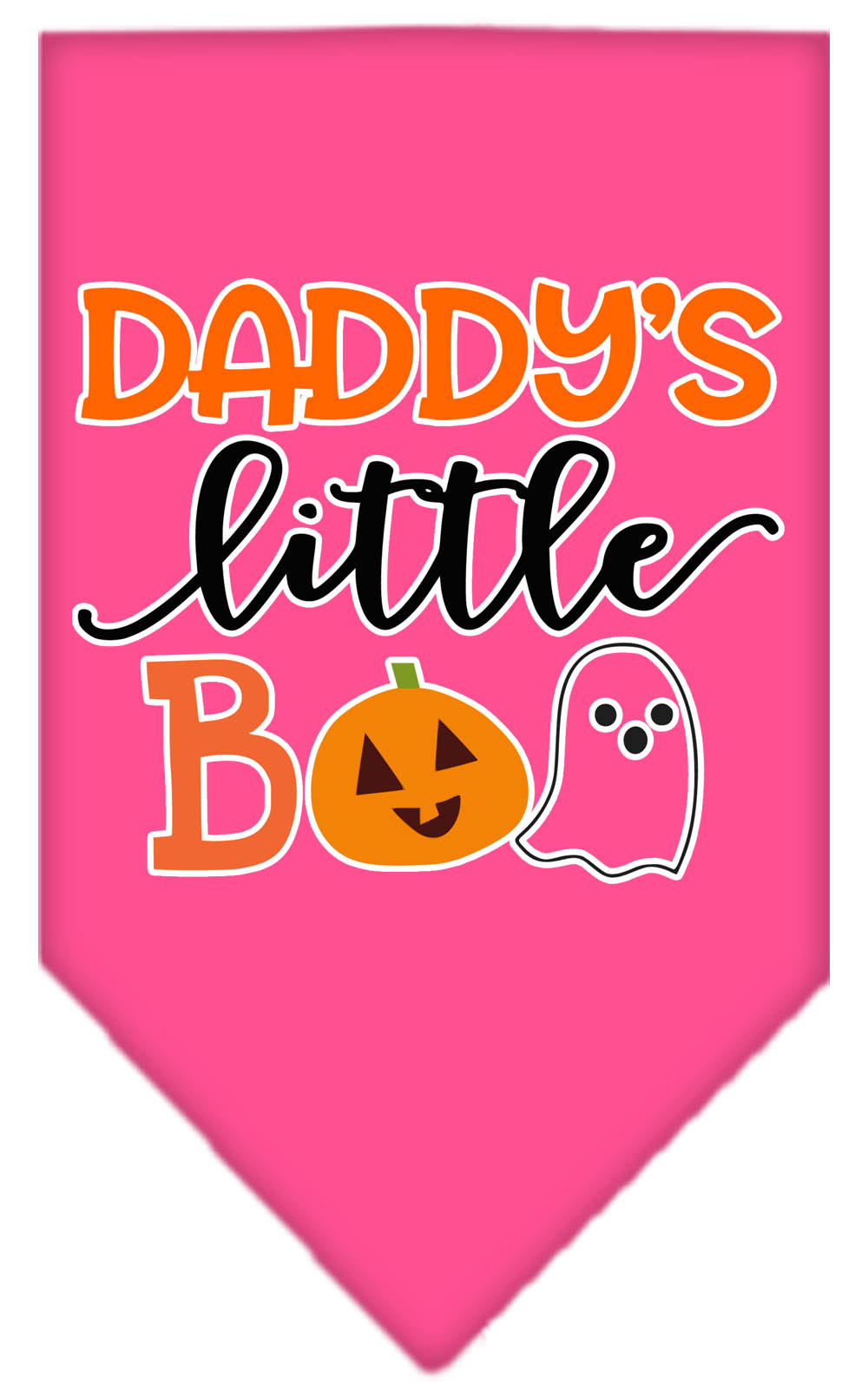 Daddy's Little Boo Screen Print Bandana Bright Pink Large